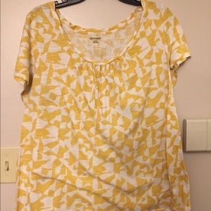 Motherhood maternity yellow and white knit top